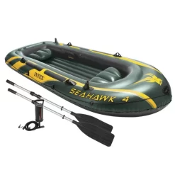 BATEAU GONFLABLE INTEX SEAHAWK 4 + 2 RAMES + GONFLEUR -Kayak Soldes bateau gonflable intex seahawk 4 2 rames gonfleur 6
