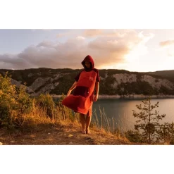 PONCHO PLAID AFTER ESSENTIAL SHERPA ROUGE TU -Kayak Soldes poncho plaid after essential sherpa rouge tu 5