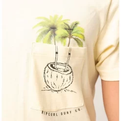 Rip Curl T-SHIRT RIPCURL IN DA POCKET TEE JAUNE CLAIR -Kayak Soldes t shirt ripcurl in da pocket tee jaune clair 3
